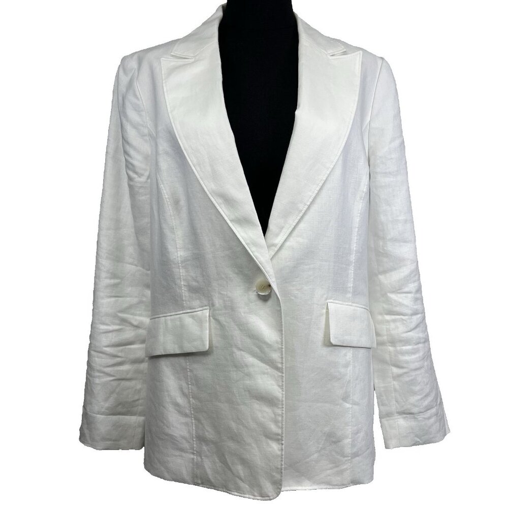 Talbots 100% Linen Blazer Women's Size 12 NWOT‎ 1-Button Classic Relaxed